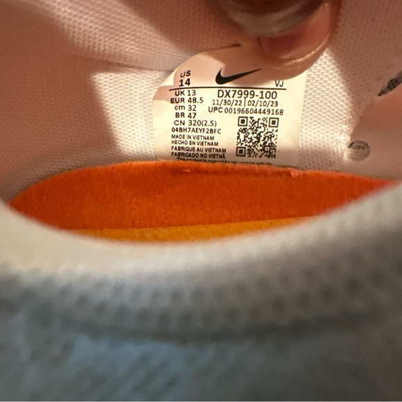 Nike Zoom Rival XC 6 White/ Orange Track Shoe's Spikes DX7999-100 Men Size 14 - Picture 8 of 8